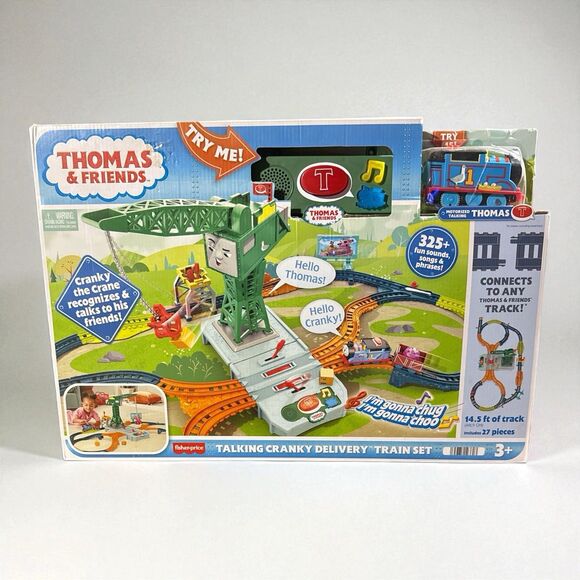 Thomas & Friends Talking Cranky Delivery Train Set Fisher Price 74pc Track - Picture 1 of 6